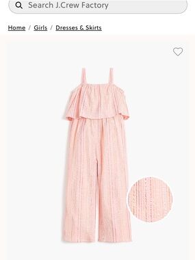 J. Crew Factory Girls' Pink Striped Ruffle Romper Jumpsuit
